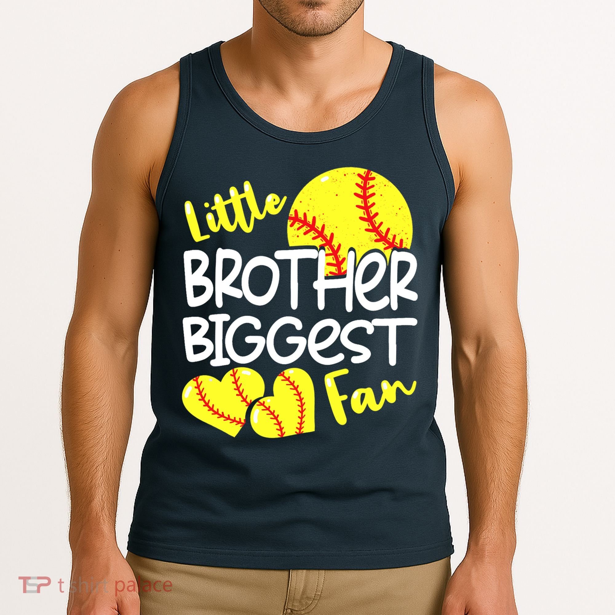 Little Brother Biggest Fan Softball, Softball Tank Top