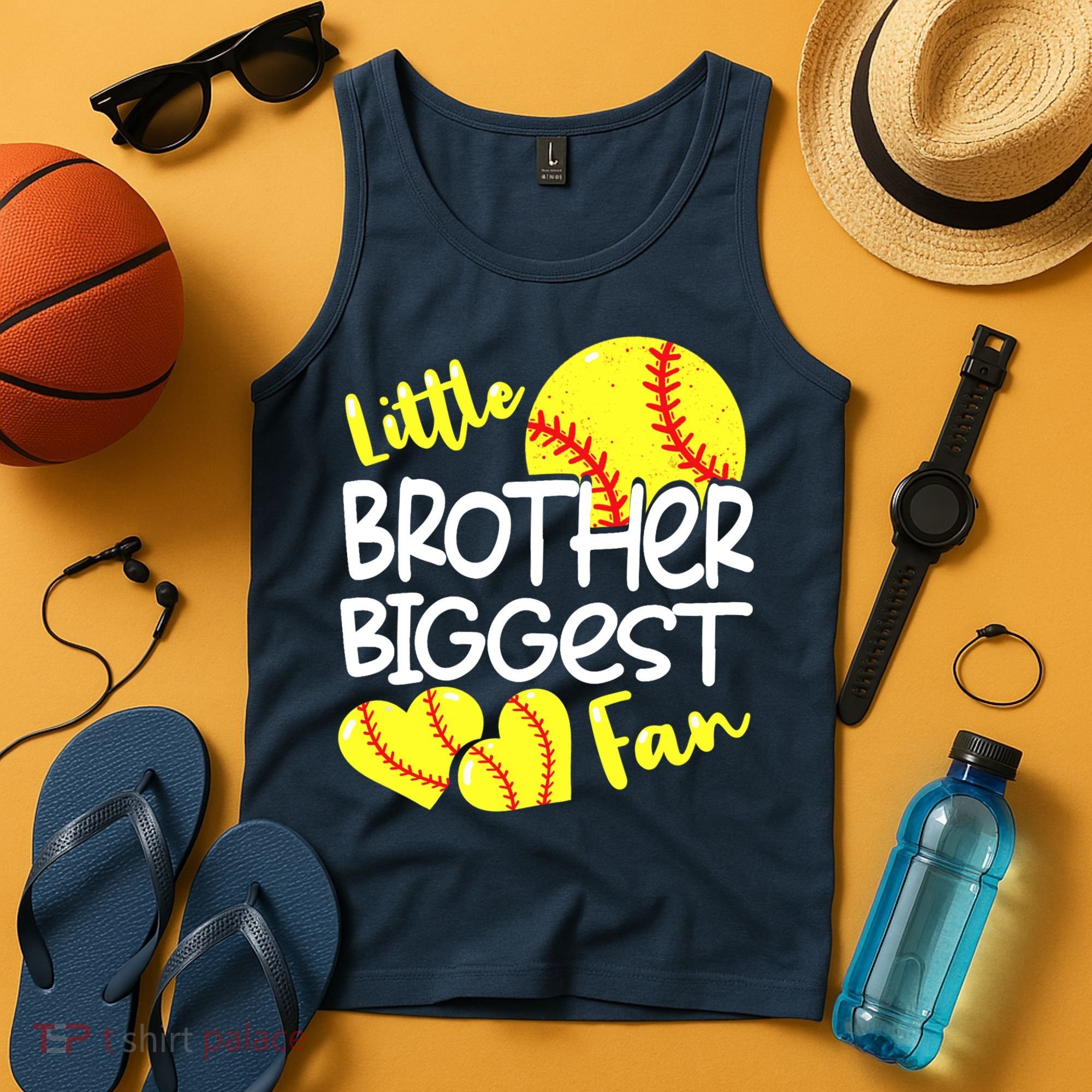 Little Brother Biggest Fan Softball, Softball Tank Top
