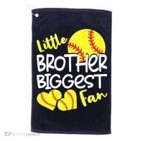 Little Brother Biggest Fan Softball, Softball Golf Towel thumb 0