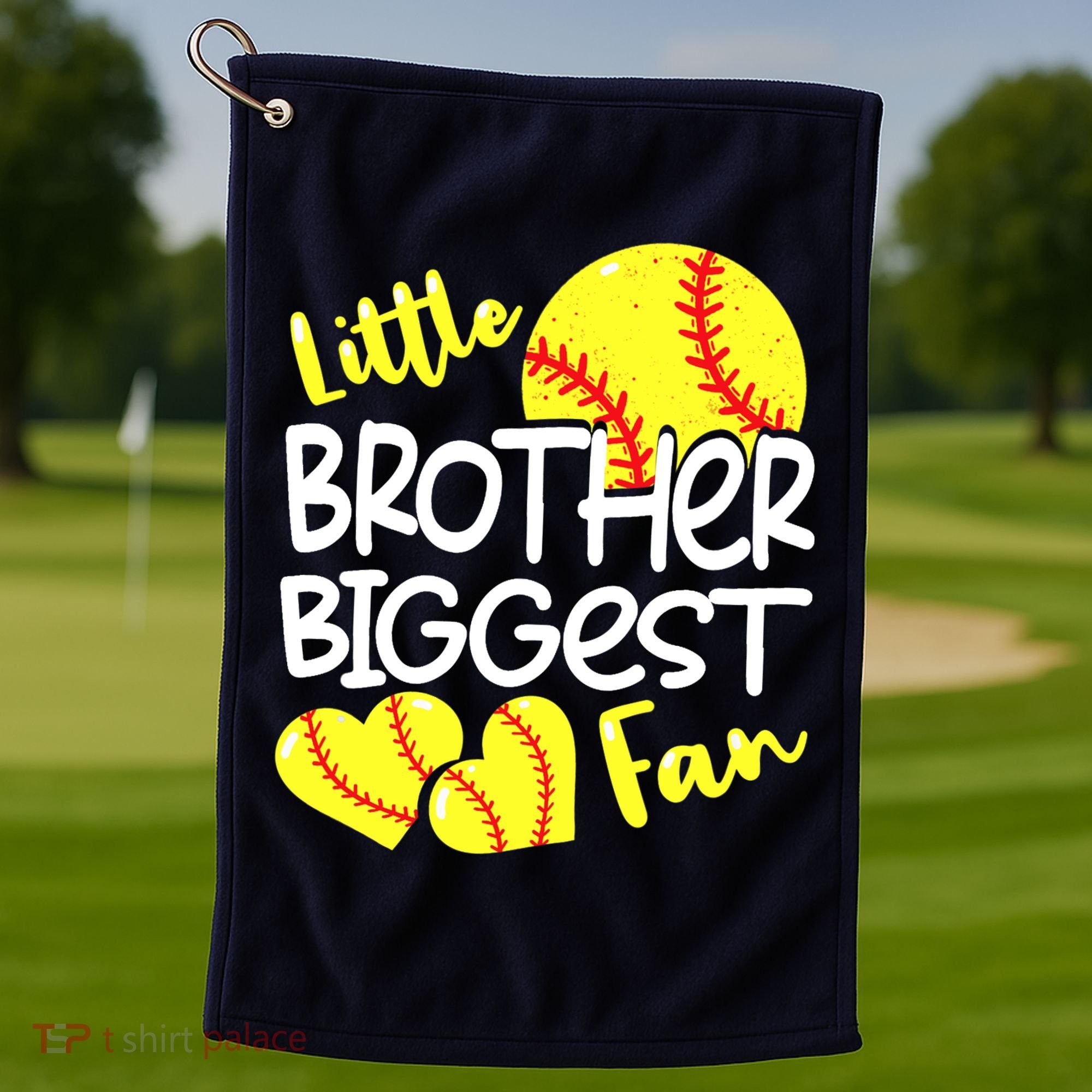 Little Brother Biggest Fan Softball, Softball Golf Towel
