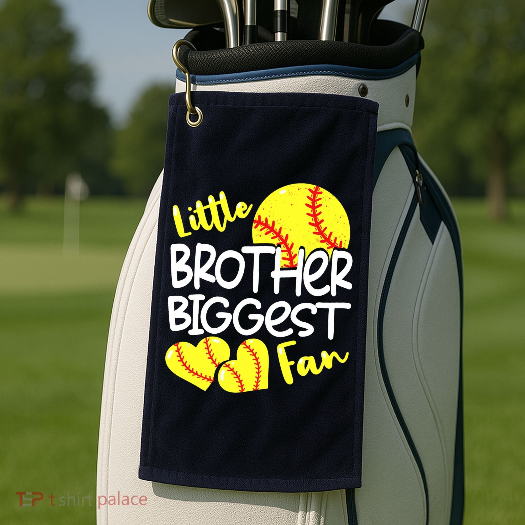 Little Brother Biggest Fan Softball, Softball Golf Towel