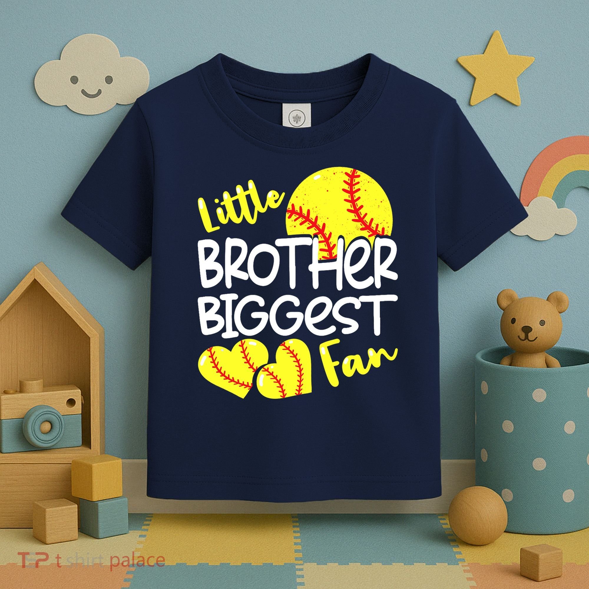 Little Brother Biggest Fan Softball, Softball Toddler T-Shirt