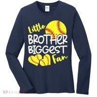 Little Brother Biggest Fan Softball, Softball Women's Long Sleeve Shirt thumb 0