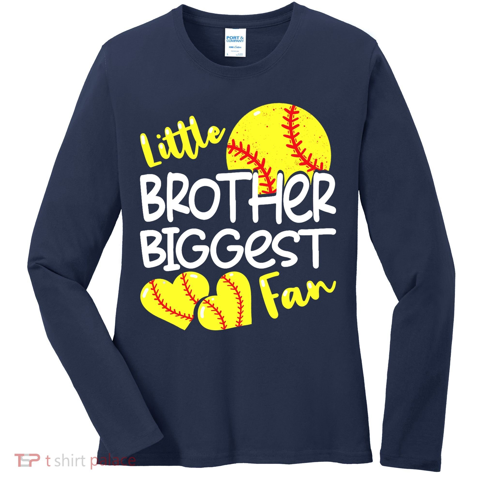 Little Brother Biggest Fan Softball, Softball Women's Long Sleeve Shirt