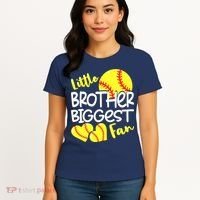Little Brother Biggest Fan Softball, Softball Women's T-Shirt thumb 4