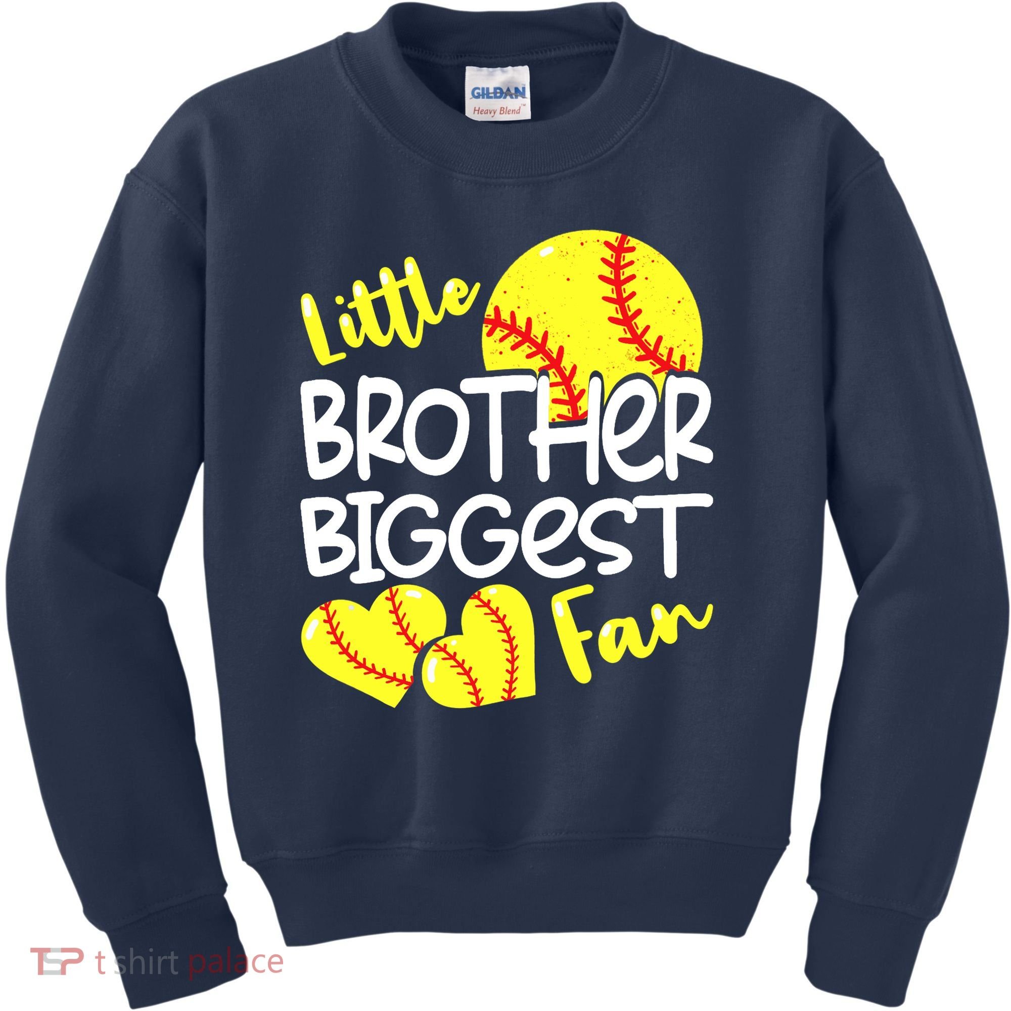 Little Brother Biggest Fan Softball, Softball Kids Sweatshirt