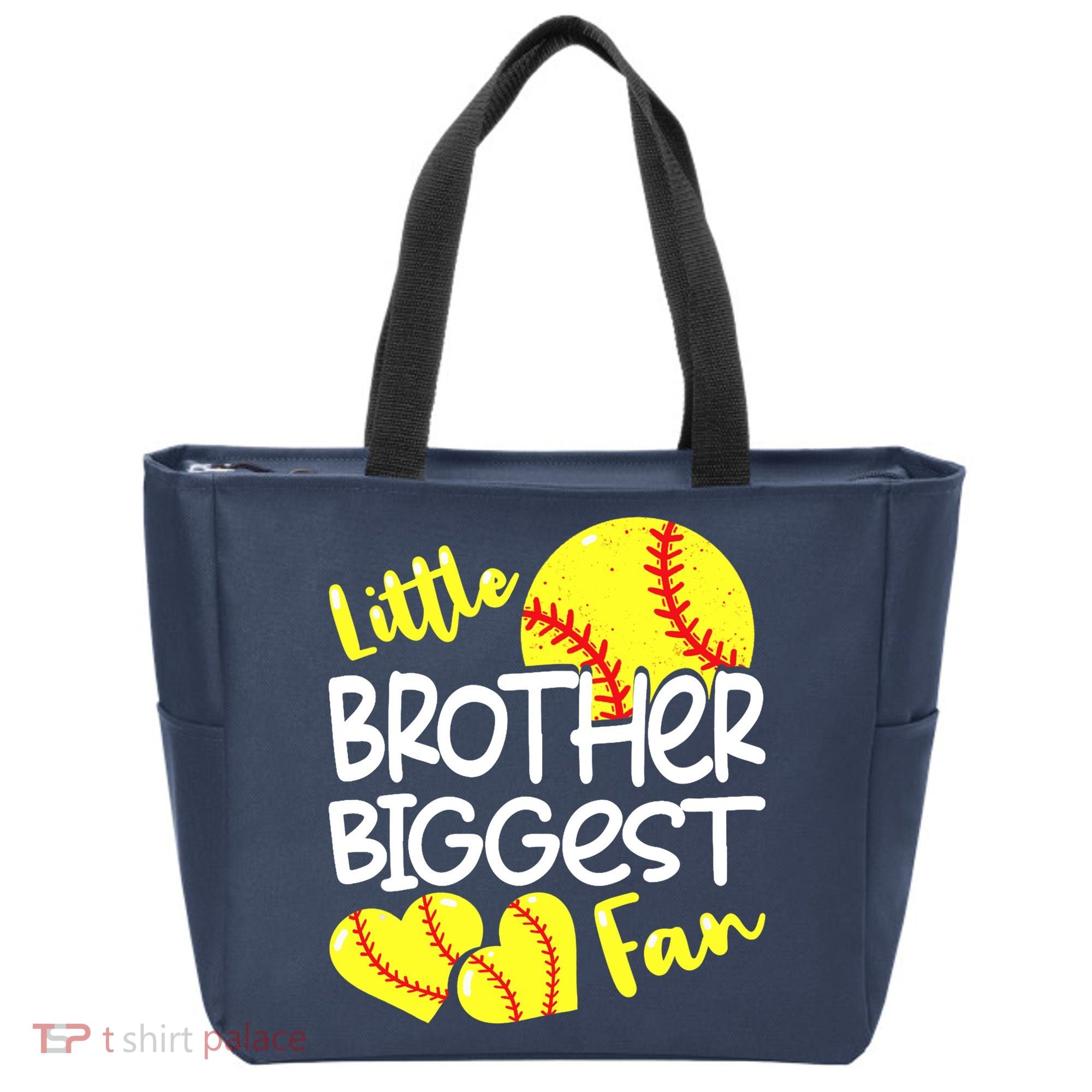 Little Brother Biggest Fan Softball, Softball Tote Bag