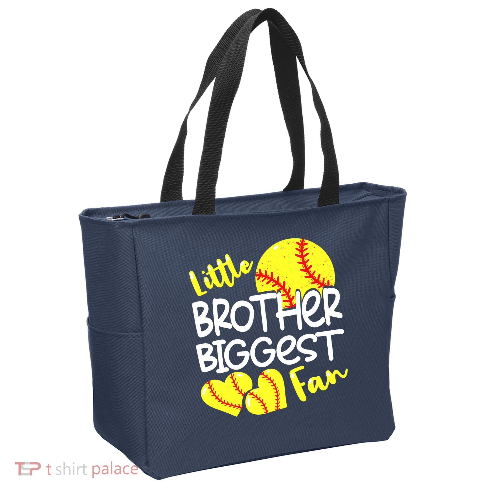 Little Brother Biggest Fan Softball, Softball Tote Bag