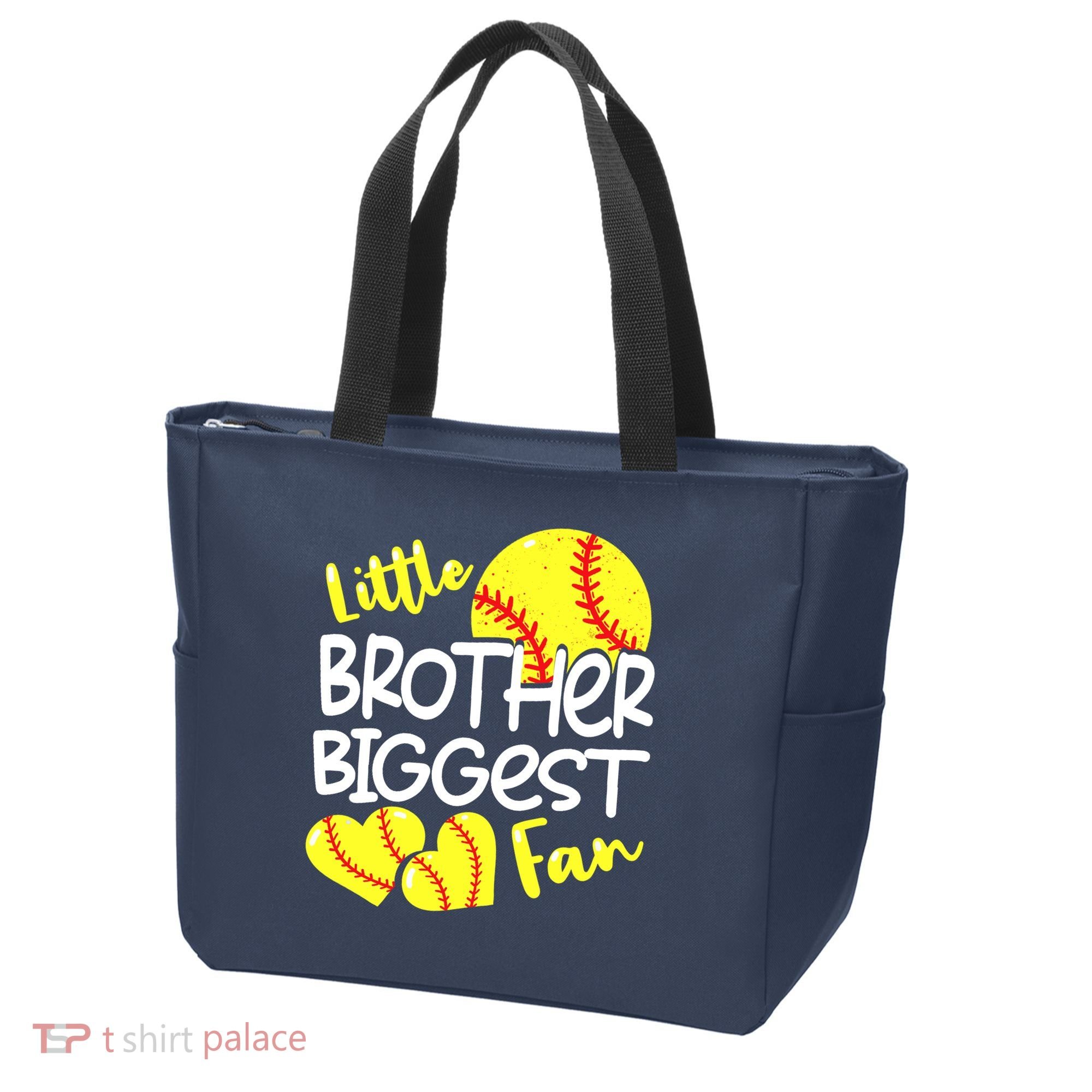 Little Brother Biggest Fan Softball, Softball Tote Bag