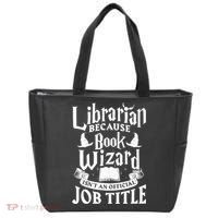 Librarian Bcs Book Wizard Isn't A Job Title Library Gift Tote Bag thumb 0