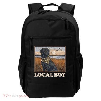 Local Boy Black Lab Hunting Dog Marsh Scene Backpack