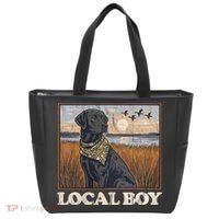 Local Boy Black Lab Hunting Dog Marsh Scene Tote Bag thumb 0