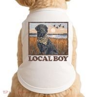 Local Boy Black Lab Hunting Dog Marsh Scene Doggie Tank thumb 0