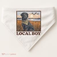 Local Boy Black Lab Hunting Dog Marsh Scene USA-Made Doggie Bandana thumb 0