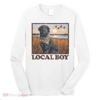 Local Boy Black Lab Hunting Dog Marsh Scene Long Sleeve Shirt thumb 0