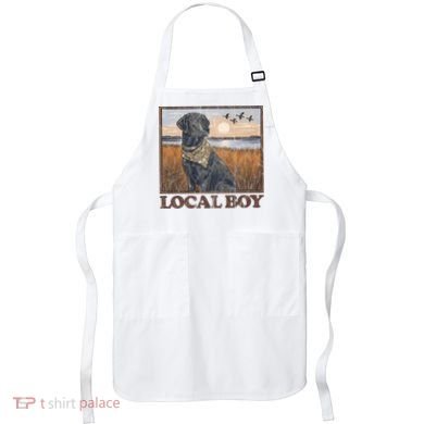 Local Boy Black Lab Hunting Dog Marsh Scene Apron