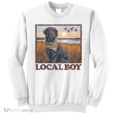 Local Boy Black Lab Hunting Dog Marsh Scene Sweatshirt