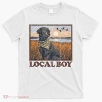 Local Boy Black Lab Hunting Dog Marsh Scene T-Shirt thumb 0