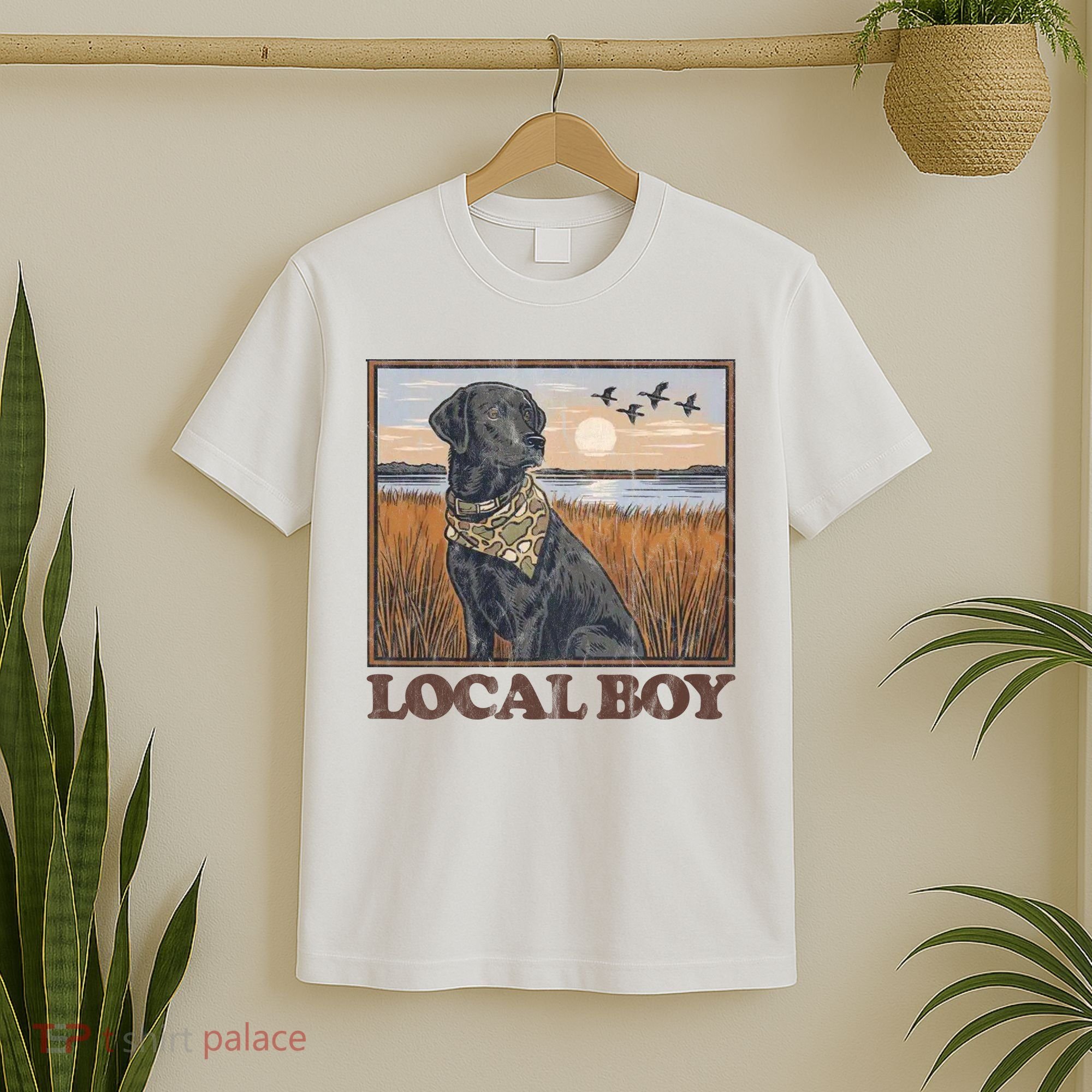 Local Boy Black Lab Hunting Dog Marsh Scene T-Shirt