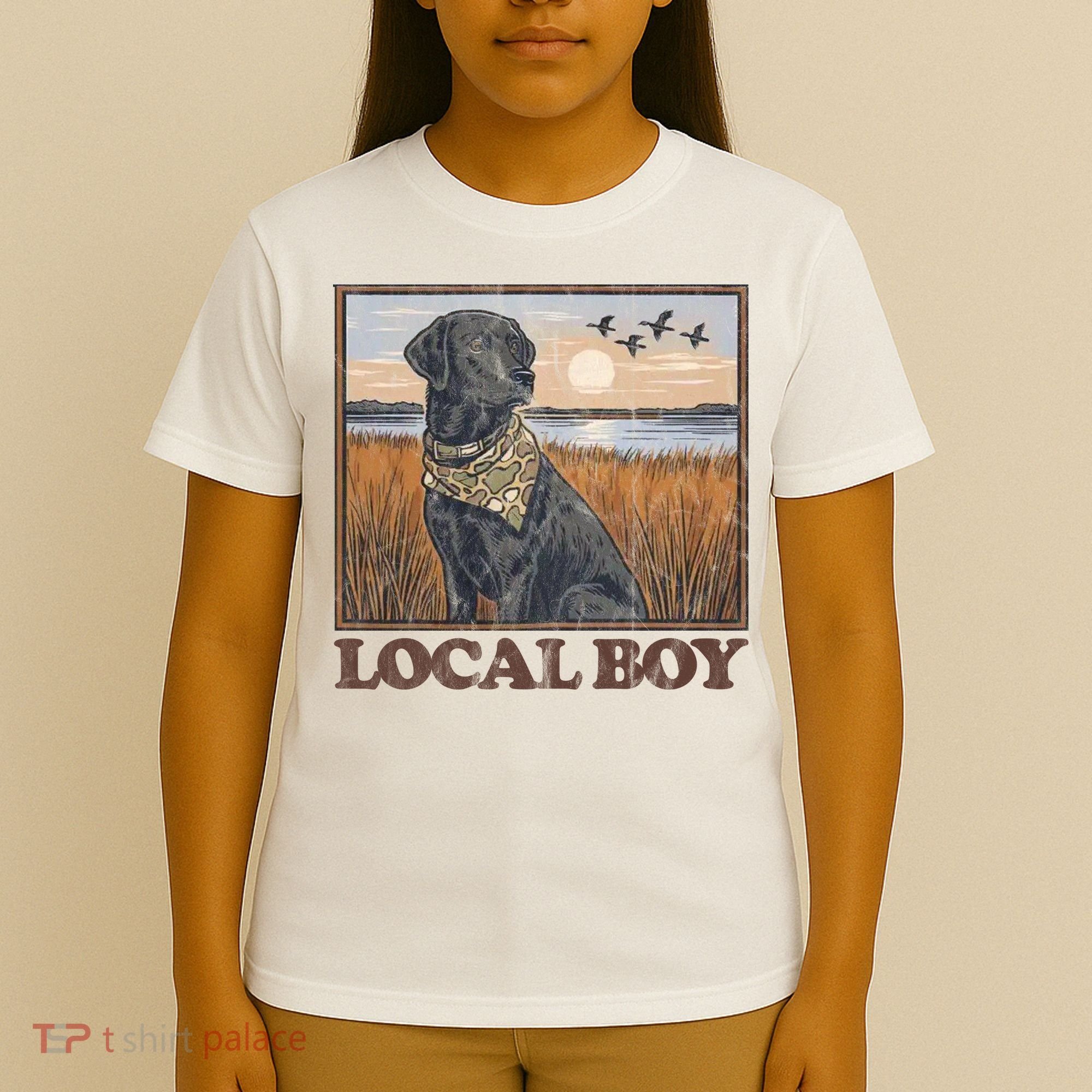 Local Boy Black Lab Hunting Dog Marsh Scene T-Shirt