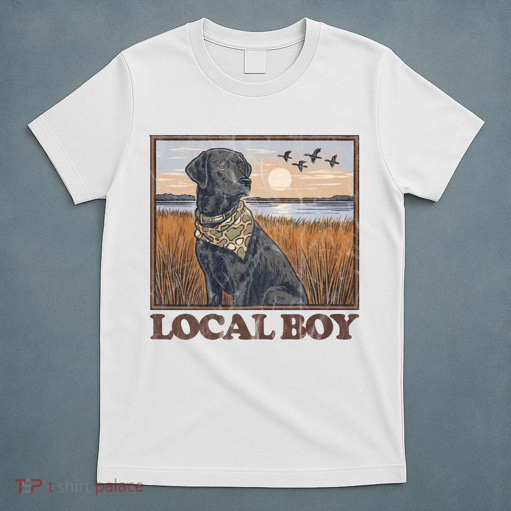 Local Boy Black Lab Hunting Dog Marsh Scene T-Shirt