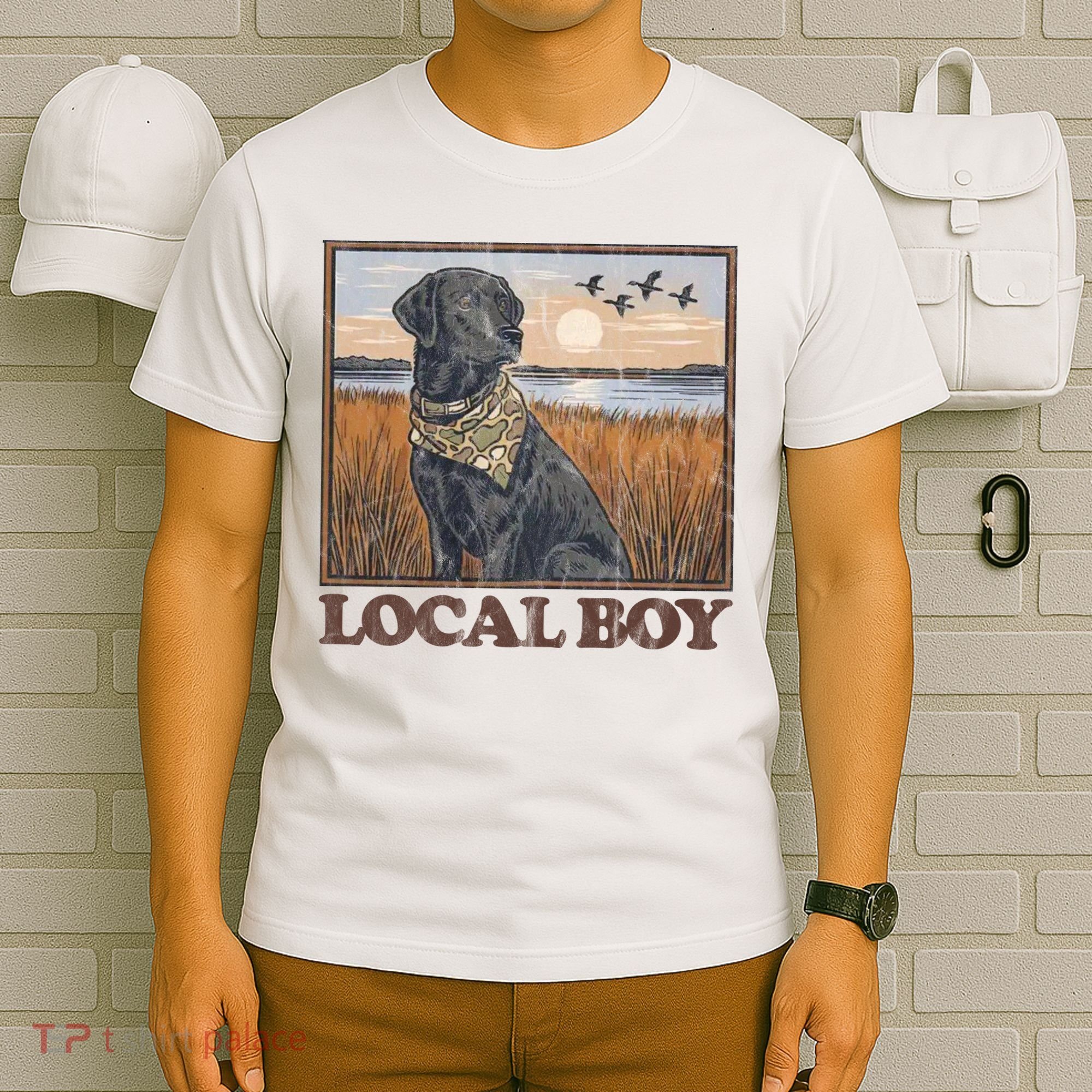 Local Boy Black Lab Hunting Dog Marsh Scene T-Shirt