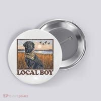 Local Boy Black Lab Hunting Dog Marsh Scene Button thumb 0