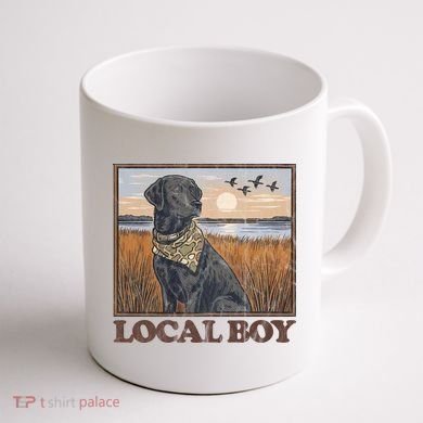 Local Boy Black Lab Hunting Dog Marsh Scene Coffee Mug back