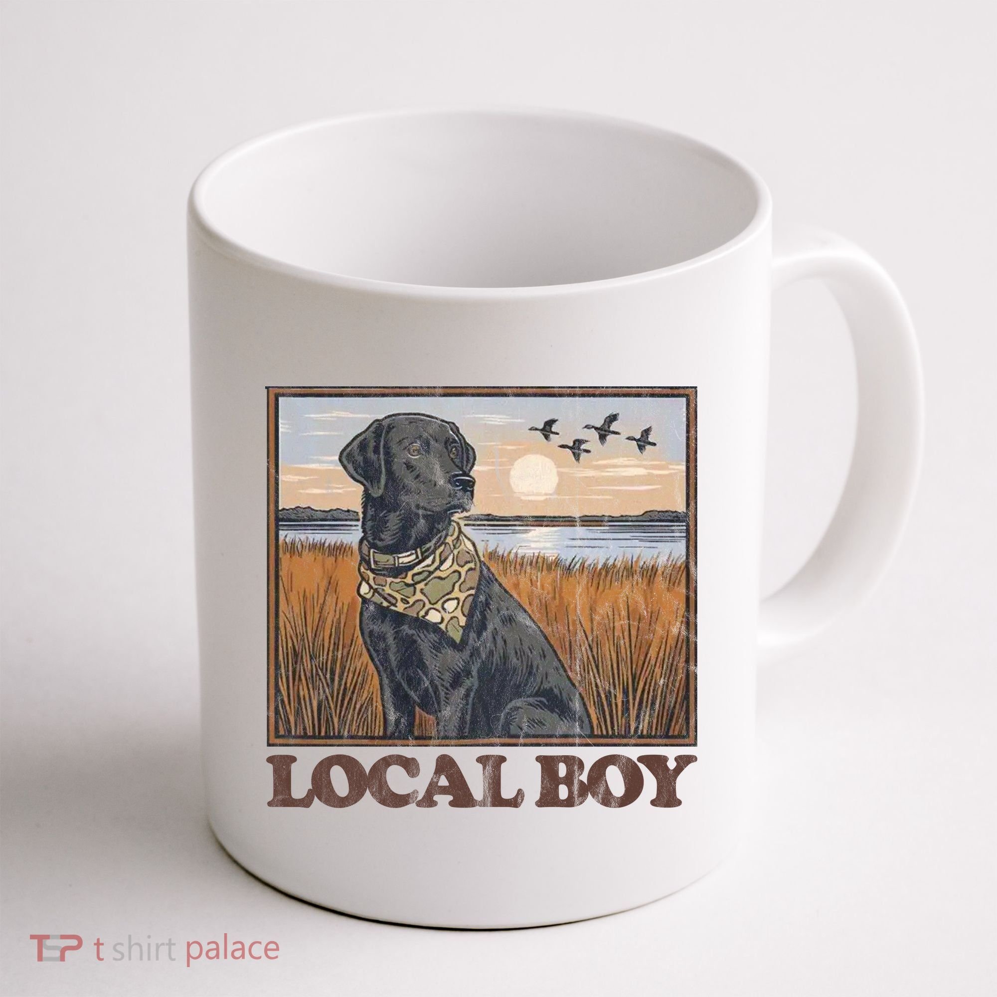 Local Boy Black Lab Hunting Dog Marsh Scene Coffee Mug