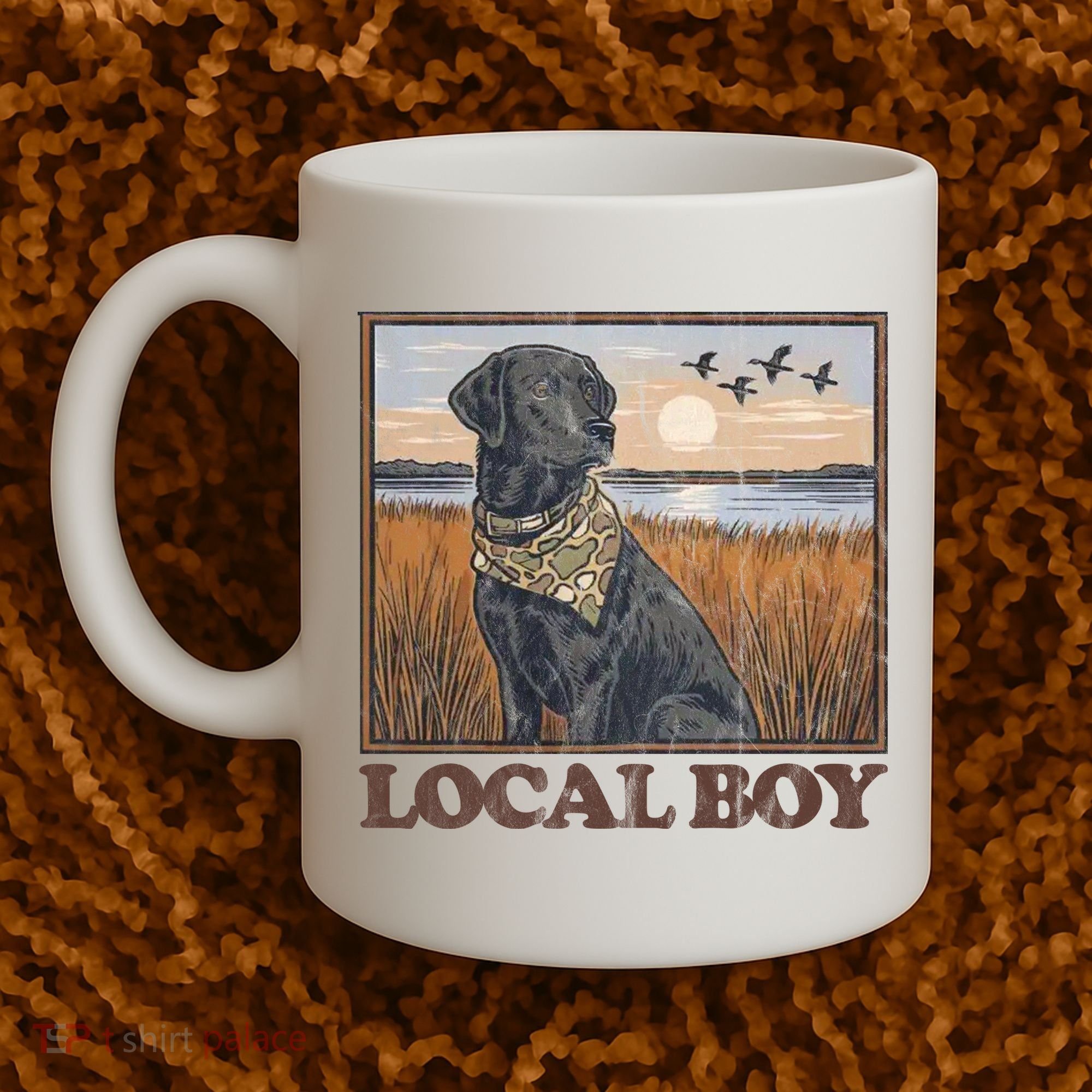 Local Boy Black Lab Hunting Dog Marsh Scene Coffee Mug