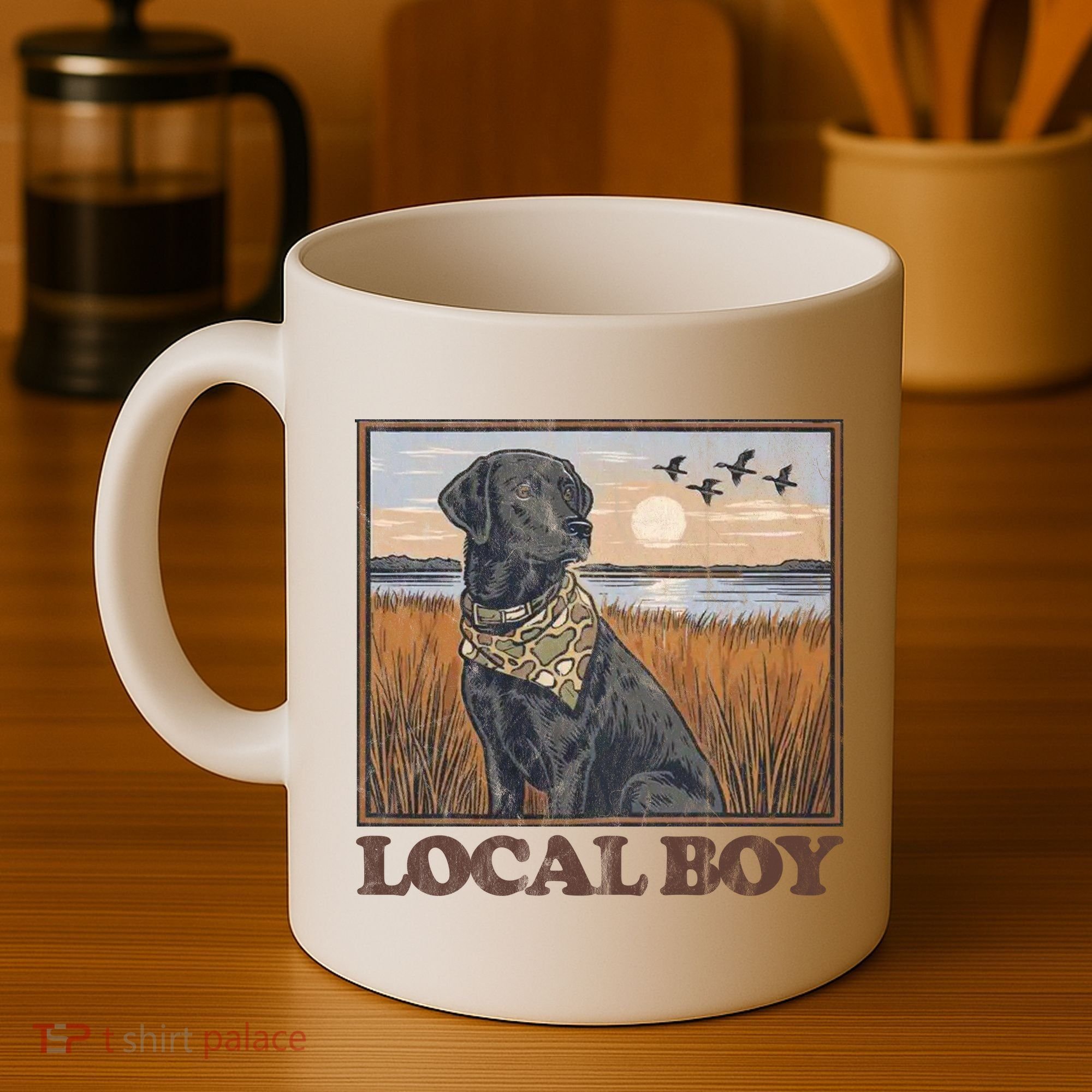 Local Boy Black Lab Hunting Dog Marsh Scene Coffee Mug
