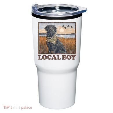 Local Boy Black Lab Hunting Dog Marsh Scene Tumbler