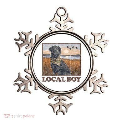 Local Boy Black Lab Hunting Dog Marsh Scene Ornament