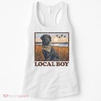 Local Boy Black Lab Hunting Dog Marsh Scene Women's Tank Top thumb 0
