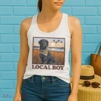 Local Boy Black Lab Hunting Dog Marsh Scene Women's Tank Top thumb 2