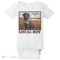 Local Boy Black Lab Hunting Dog Marsh Scene Baby Bodysuit thumb 0
