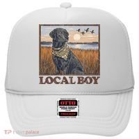 Local Boy Black Lab Hunting Dog Marsh Scene Hat thumb 0
