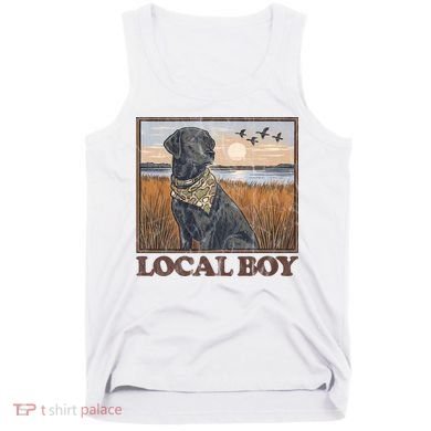 Local Boy Black Lab Hunting Dog Marsh Scene Tank Top