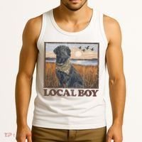 Local Boy Black Lab Hunting Dog Marsh Scene Tank Top thumb 3