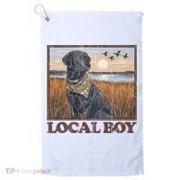 Local Boy Black Lab Hunting Dog Marsh Scene Golf Towel thumb 0
