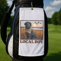 Local Boy Black Lab Hunting Dog Marsh Scene Golf Towel thumb 2