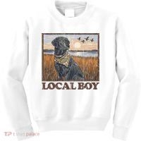 Local Boy Black Lab Hunting Dog Marsh Scene Kids Sweatshirt thumb 0