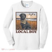 Local Boy Black Lab Hunting Dog Marsh Scene Kids Long Sleeve Shirt thumb 0