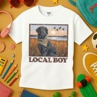 Local Boy Black Lab Hunting Dog Marsh Scene Kids T-Shirt thumb 3