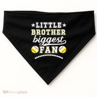 Little Brother Biggest Fan Softball Baseball Brother Gift USA-Made Doggie Bandana thumb 0