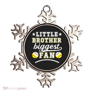 Little Brother Biggest Fan Softball Baseball Brother Gift Ornament