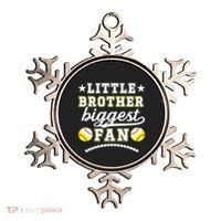 Little Brother Biggest Fan Softball Baseball Brother Gift Ornament thumb 0
