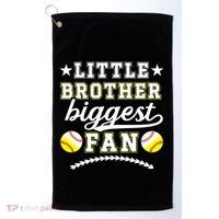 Little Brother Biggest Fan Softball Baseball Brother Gift Golf Towel thumb 0