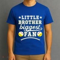 Little Brother Biggest Fan Softball Baseball Brother Gift T-Shirt thumb 3