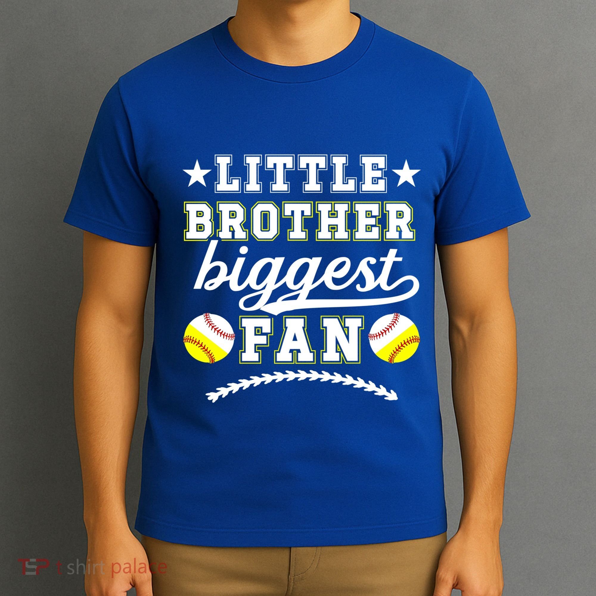 Little Brother Biggest Fan Softball Baseball Brother Gift T-Shirt
